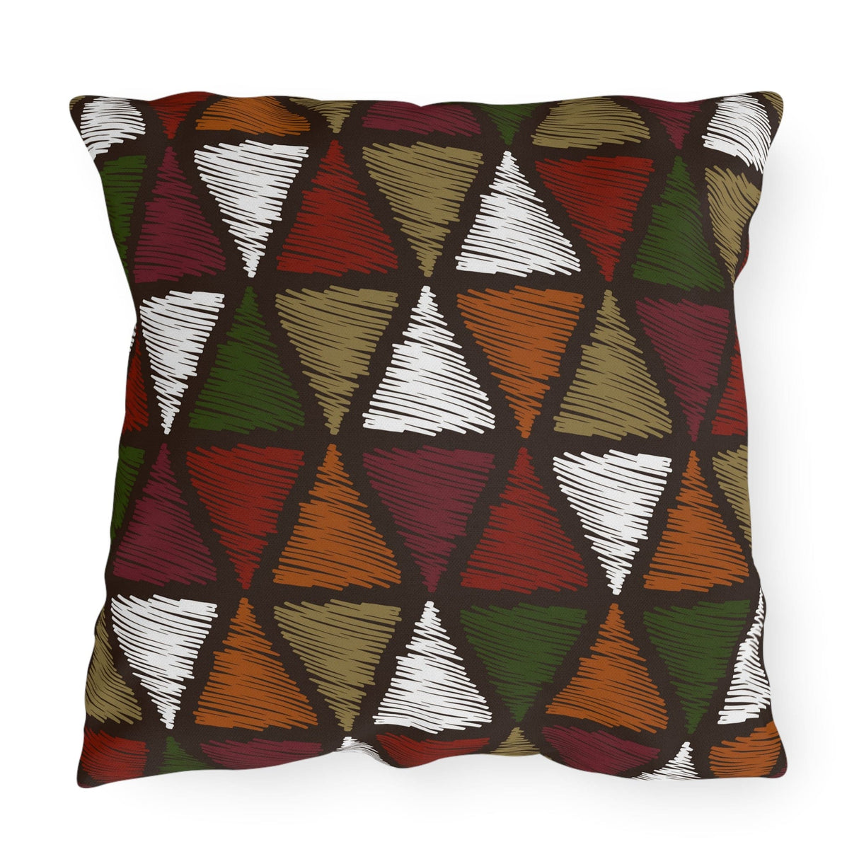 Decorative Indoor/outdoor Pillow, Forest Green Tribal Quilt Pattern-0