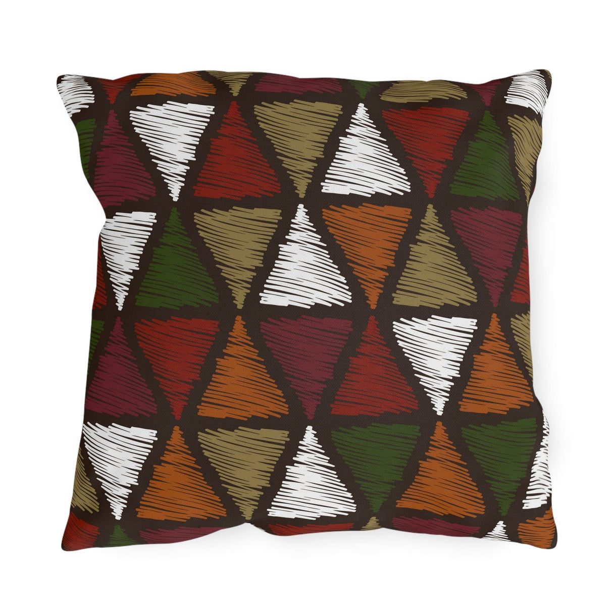 Decorative Indoor/outdoor Pillow, Forest Green Tribal Quilt Pattern-3