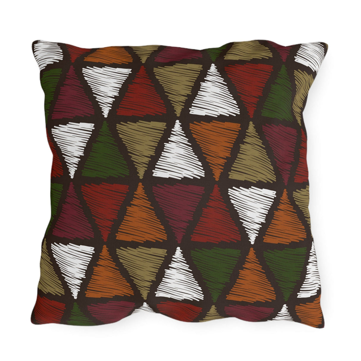 Decorative Indoor/outdoor Pillow, Forest Green Tribal Quilt Pattern-4