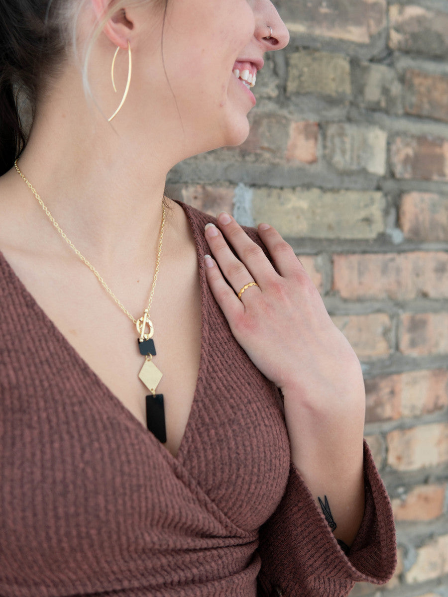 Slate + Gold Dangle Necklace