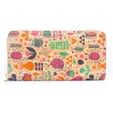 Natural cork with flower pattern zipper wallet BAGD-191-5