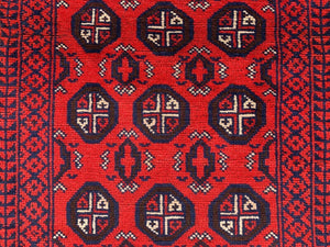 Hand Knotted Afghani Wool Baluch Runner Rug With Rug Pad 2x7 Ft