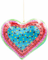 hand made painted paper mache heart on a string 2