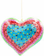 hand made painted paper mache heart on a string 2