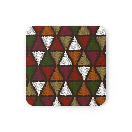 Handcrafted Square Coaster Set of 4 - Multicolor Tribal Pattern-1