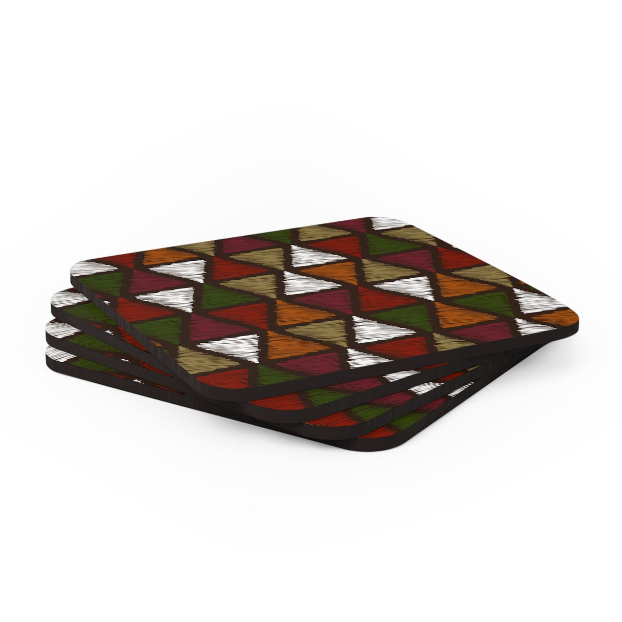 Handcrafted Square Coaster Set of 4 - Multicolor Tribal Pattern-3