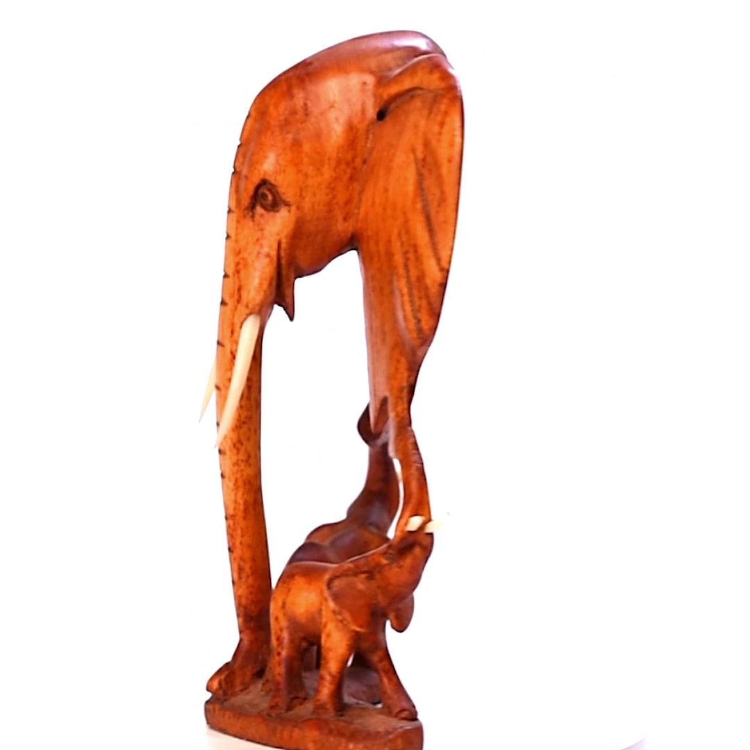 Handmade Elephant Wall Plaque with 2 Small Elephants