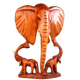 Handmade Elephant Wall Plaque with 2 Small Elephants