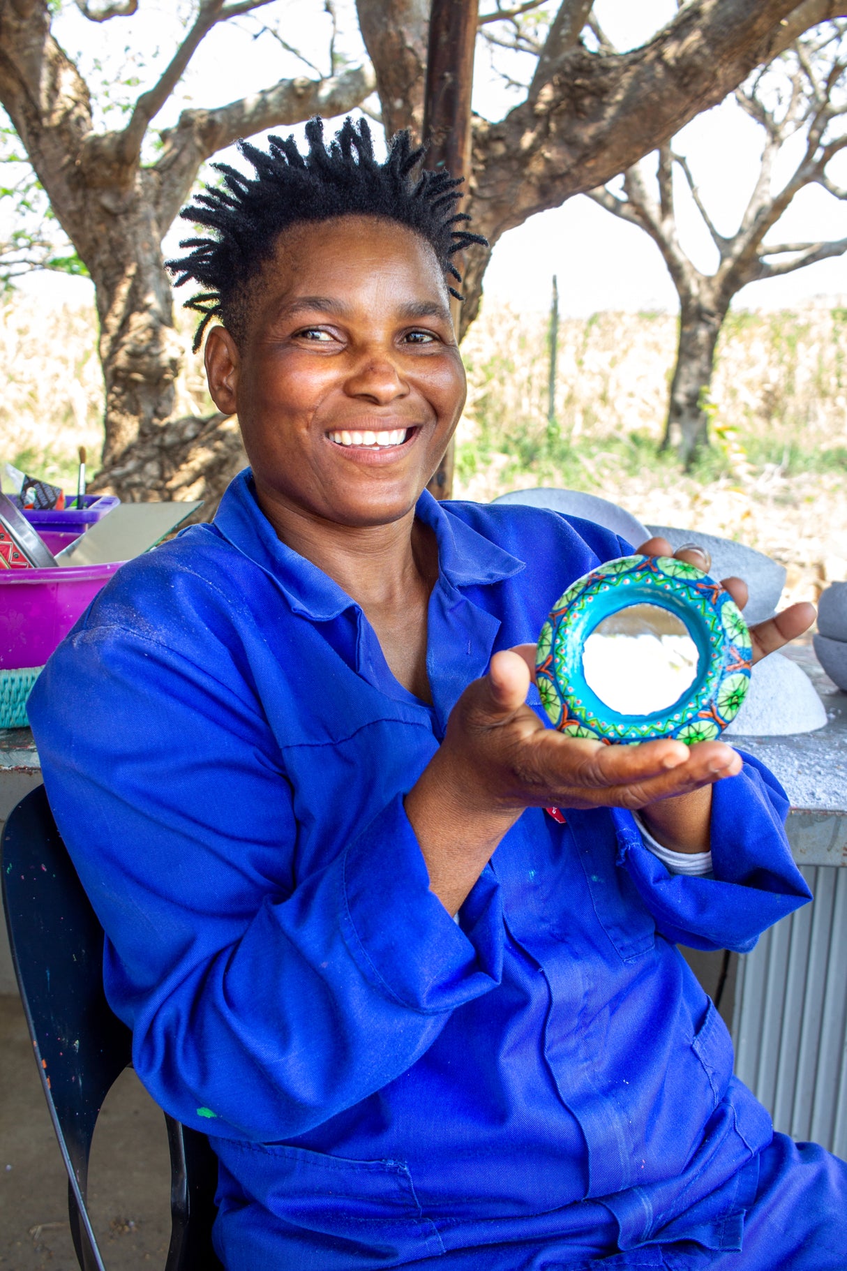 handmade painted wood crocodile 12