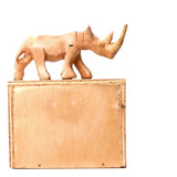 Handmade Wooden Box Calendar With Rhino Figurine 4