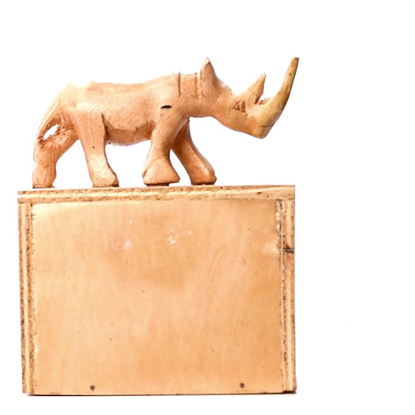 Handmade Wooden Box Calendar With Rhino Figurine 4
