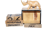Handmade Wooden Box Calendar With Rhino Figurine 4