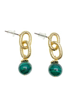 Malachite Chain Minimalist Earrings GE013-2