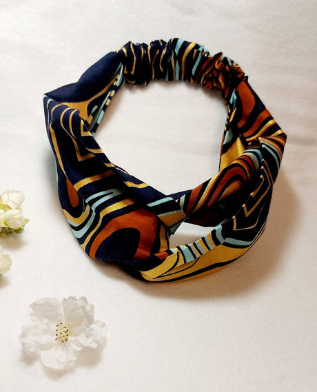 Boho Print Turban Headband and Scrunchie Set-4