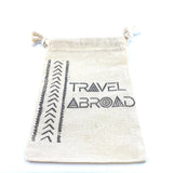 Hand Stamped, Travel Abroad, Cotton Drawstring Pouches 4" x 6"-0