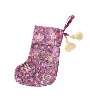 Cotton Mini Holiday Stocking - Assorted Hand Block Print