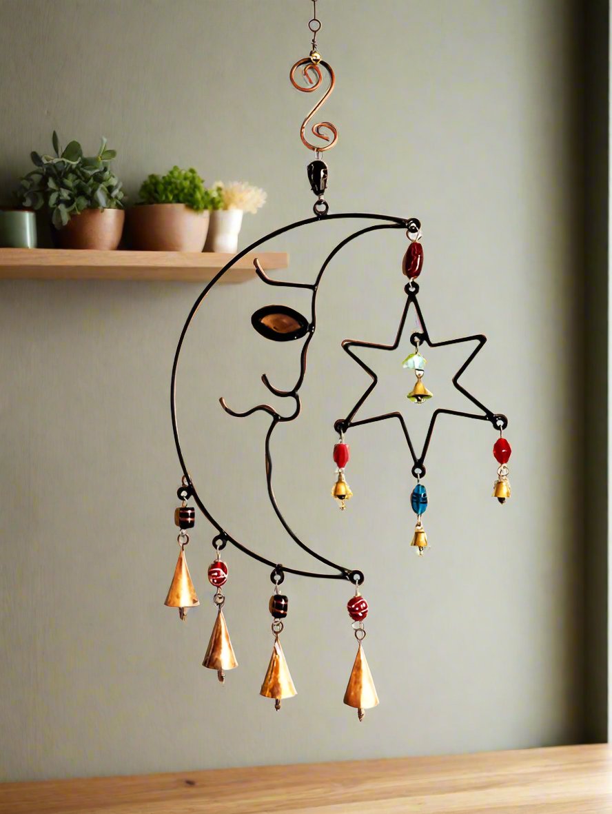 Celestial Moon Chime with  Beads-0