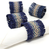 Cardwoven Raffia Napkin Ring (Set of 4) - Blue