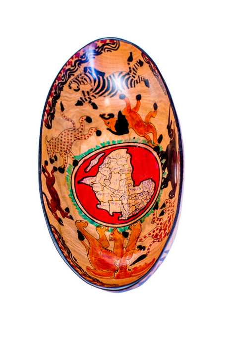 Oval Bowl With African Map Pattern 2