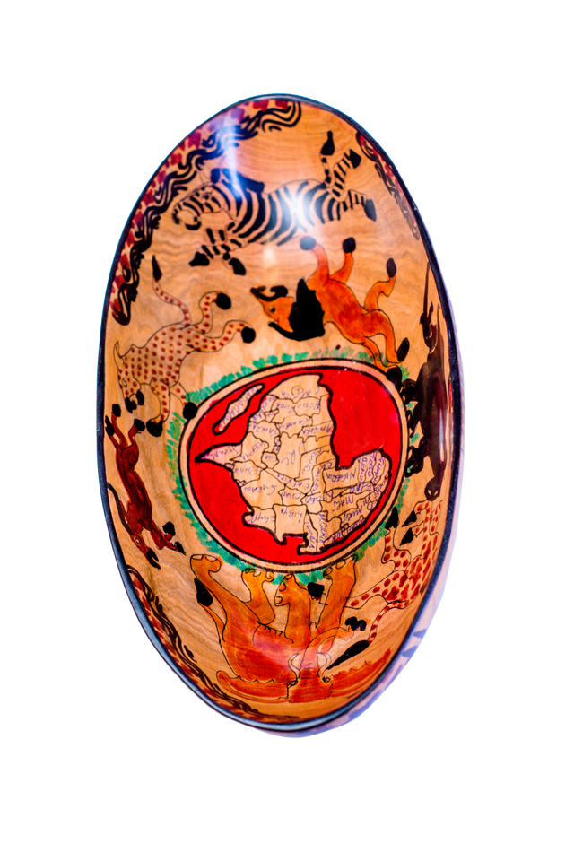 Oval Bowl With African Map Pattern 2