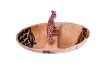 Oval Bowl with Two Compartments & Cheetah Figurine
