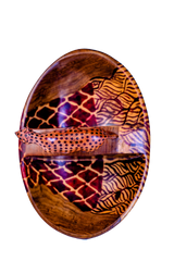 Oval Bowl with Two Compartments & Cheetah Figurine – Dark Brown