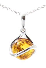 Oval Amber and Silver Pendant for Necklace-4