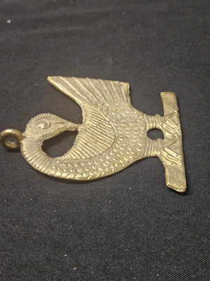 Oversized Sankofa Bird Ashanti Brass Pendant – Handcrafted Adinkra Symbol from Ghana (4" x 4.5")