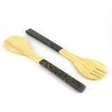 Bamboo Salad Server Set | Salad Tongs (Spoon & Fork)-6