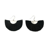 Silver Half Moon Fan Earrings-0