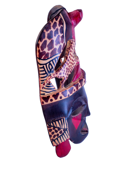 Tribal African Mask With 2 Leopards 3