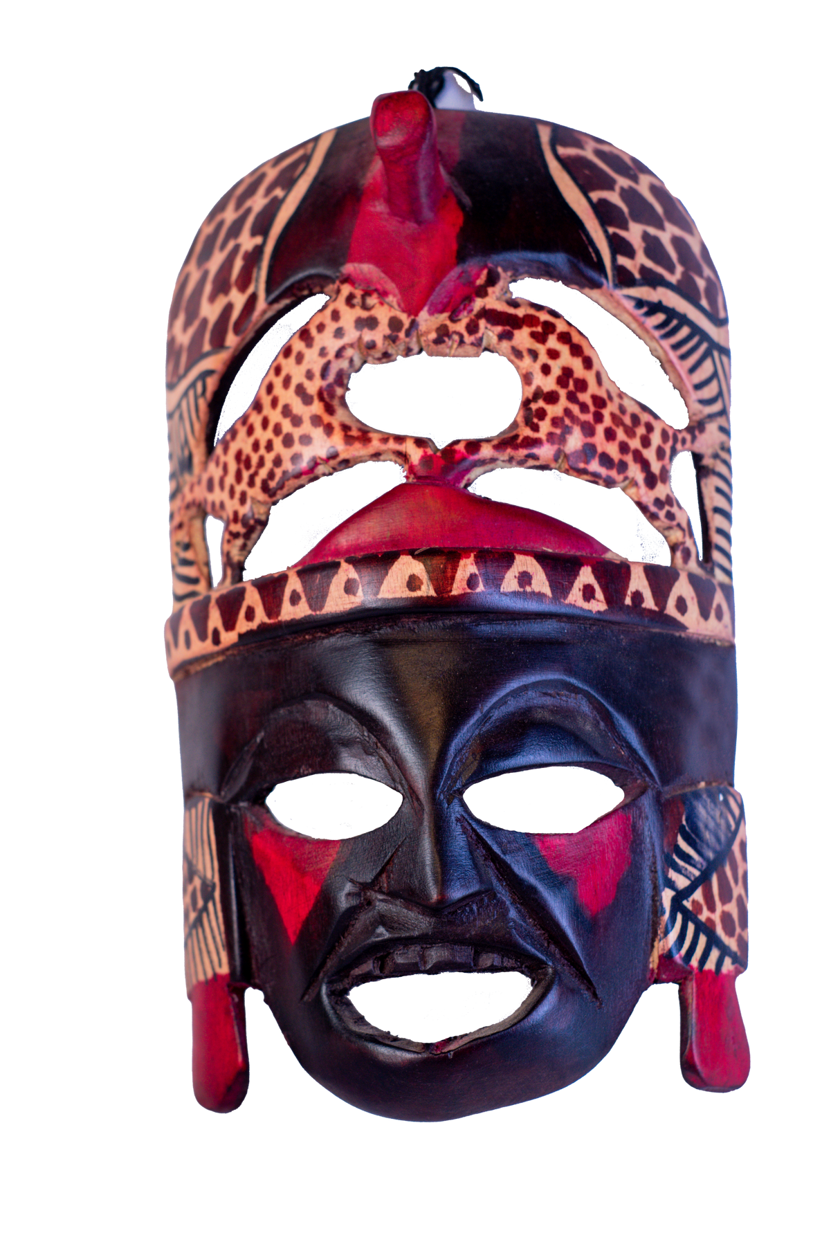 Tribal African Mask With 2 Leopards 4