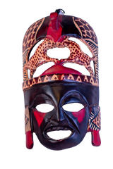 Tribal African Mask With 2 Leopards 4