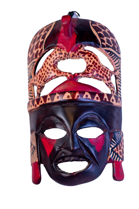 Tribal African Mask With 2 Leopards 4