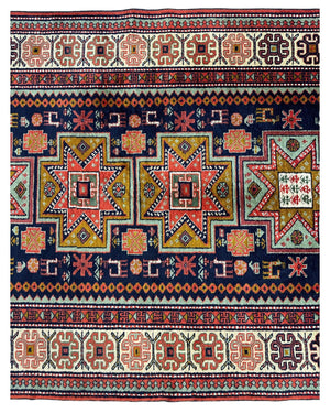 Vintage Armenian Karabakh/Artsakh Wool Rug | 1960s Hand-Knotted 4x7