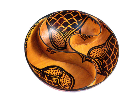 Wooden Bowl With Spiral Partition And Animal Print Pattern 2