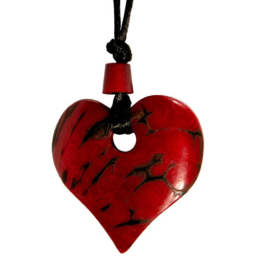 Tagua Nut Red Heart Pendant-0