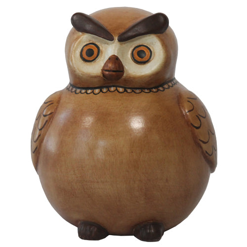 Brown Ceramic Owl Bank-1