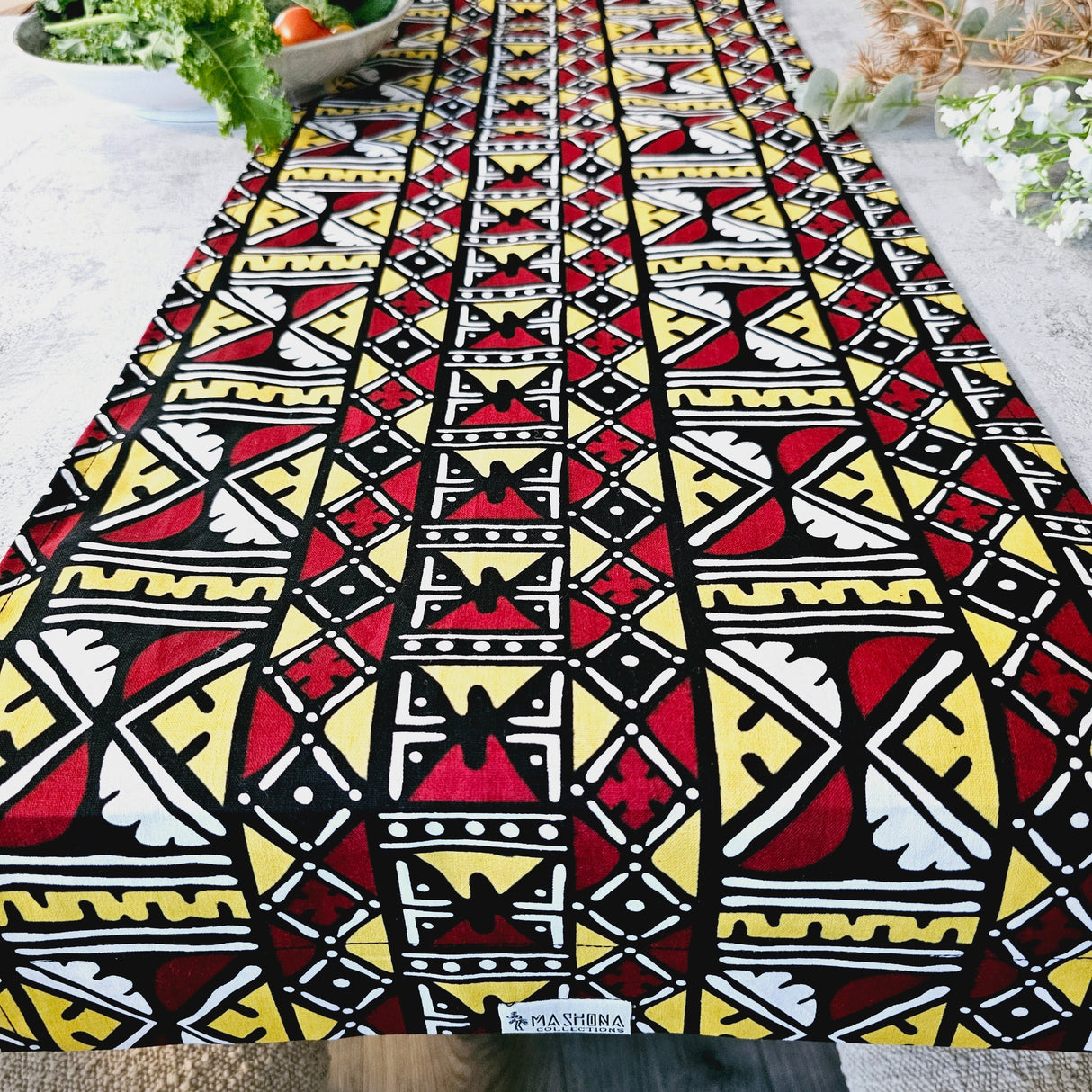 Handmade African Print "Mudcloth" Bogolan Inspired Print Table Runner Made from 100% African Print Fabric-1