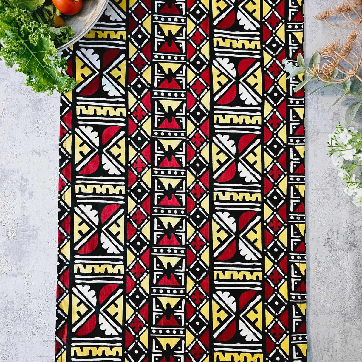 Handmade African Print "Mudcloth" Bogolan Inspired Print Table Runner Made from 100% African Print Fabric-2