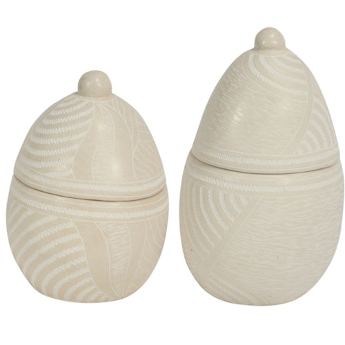 Egg-shaped Soapstone Box from Haiti-2