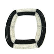 Maasai Square Beaded Bangle 09 - Black & Silver-0