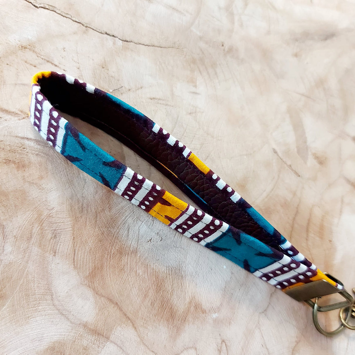 African Print and Leather Key Fob | Wristlet | Key Holder-1