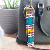 African Print and Leather Key Fob | Wristlet | Key Holder-2