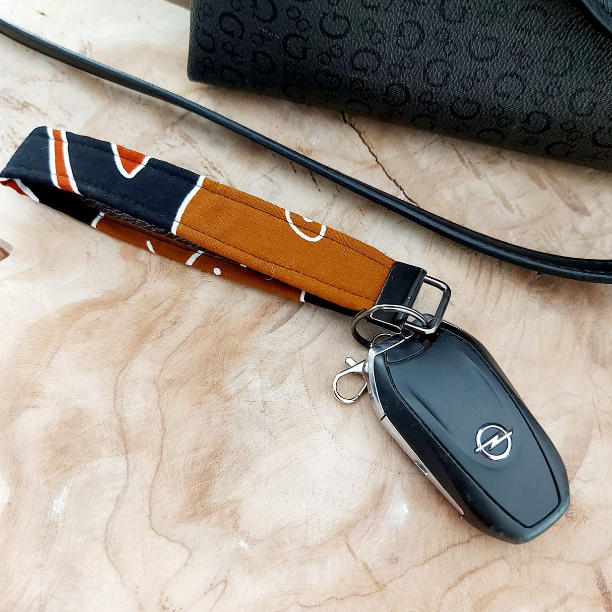 African Print and Leather Key Fob | Wristlet | Key Holder-4