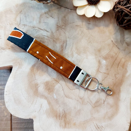 African Print and Leather Key Fob | Wristlet | Key Holder-0