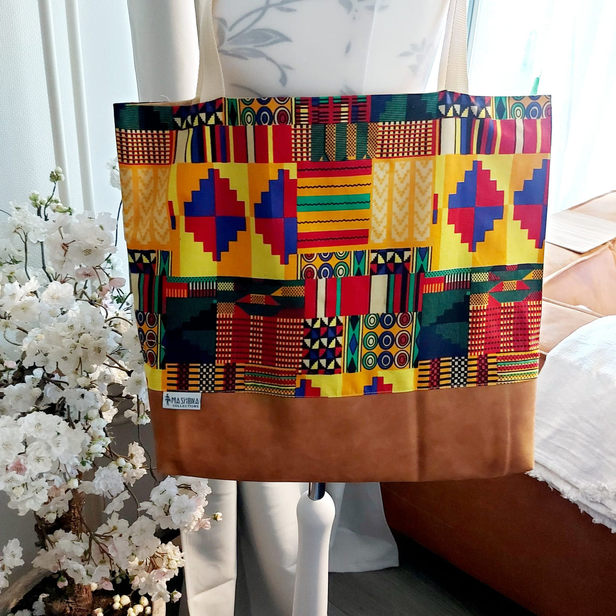 Handmade African Print Tote Bag | Beach Bag | Shopping Bag-1