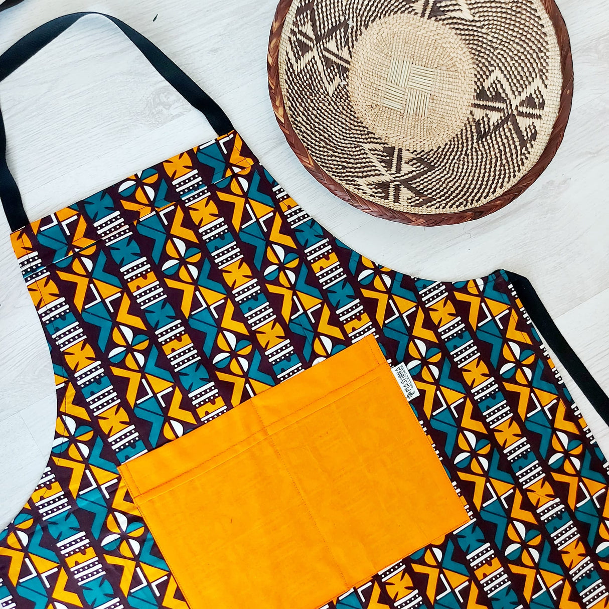 Handmade African Print Apron with Pocket-1