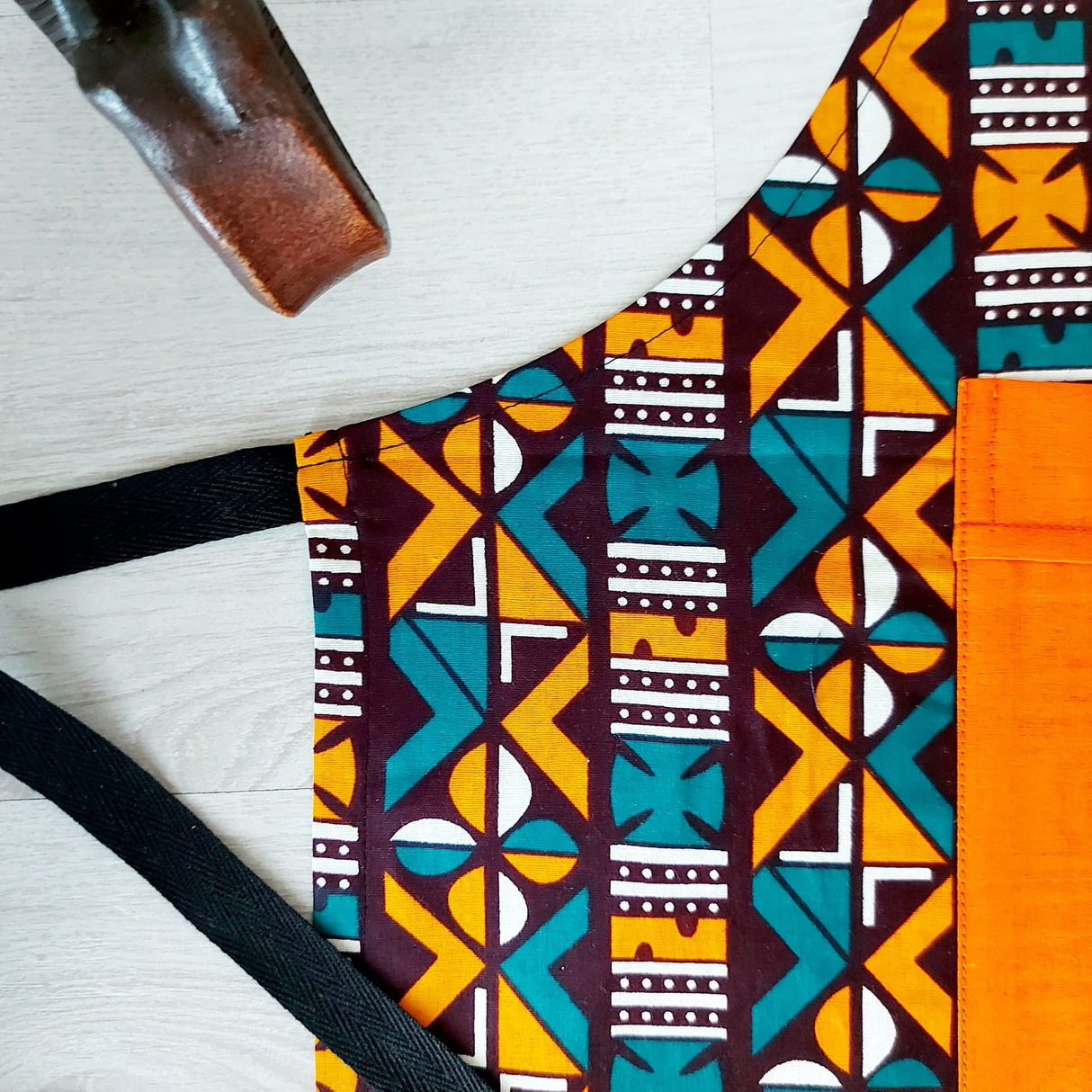 Handmade African Print Apron with Pocket-4