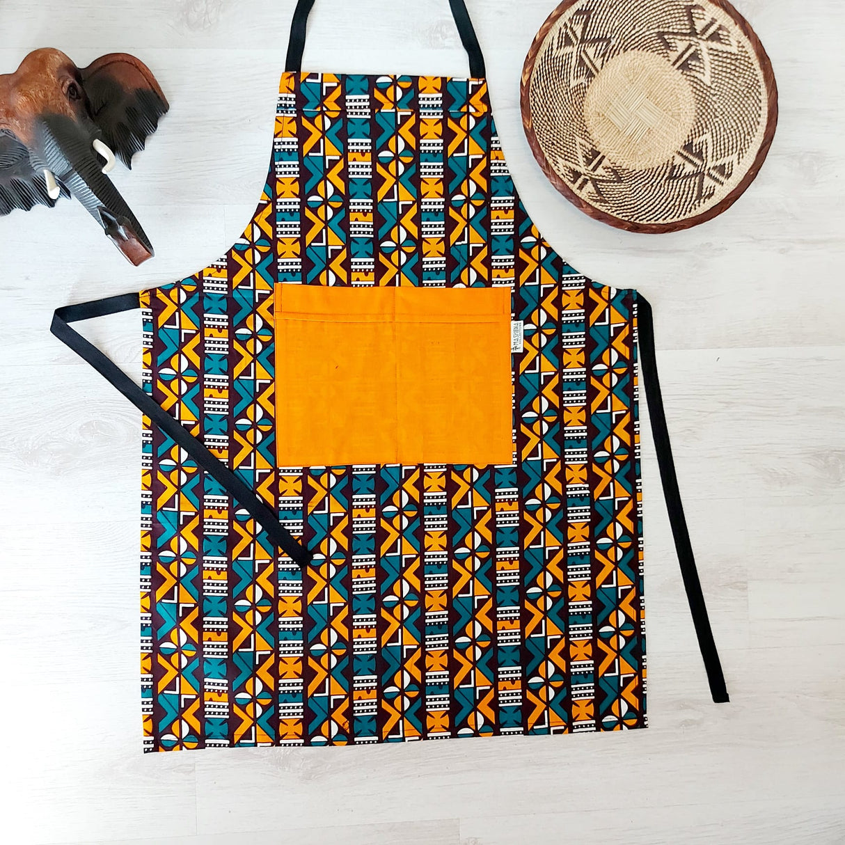 Handmade African Print Apron with Pocket-5